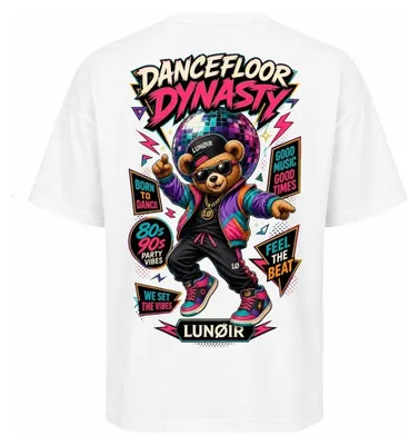 Produktbild von Damen Oversize T-Shirt Weiß S – Bedrucktes Shirt mit Tanz Motiv aus Baumwolle – LUNØIR ©