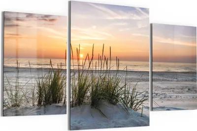 Produktbild von DEQORI Glasbilder 3-tlg 140x80 cm 'Sonnenuntergang am Strand' Wandbilder XXL groß