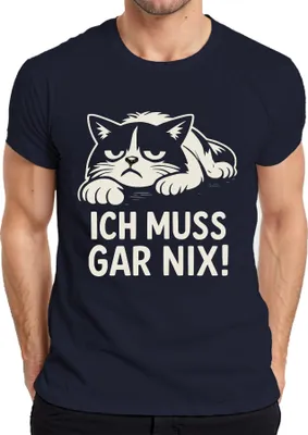 Immagine prodotto di NON DEVO FARE NIENTE! Maglietta da uomo Sarcastic Humorous Cat Lover, Navy, XXL