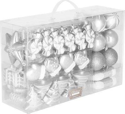 Immagine prodotto di Bubles di Natale Bubles dell'albero di Natale Bubles dell'albero di Natale 77 pezzi decorazione - argento