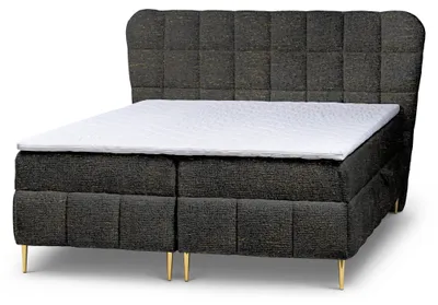 Zdjęcie produktu dla Łóżko z pojemnikiem na pościel, rama łóżka typu boxspring, kolor: orzech, wymiary: 160 x 200 cm
