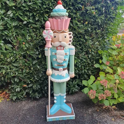 Produktbild von Gartenfigur große Nussknacker Figur blau 158 cm