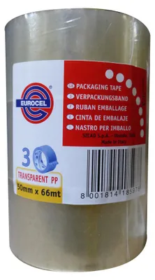 Productafbeelding van EUROCEL CF3NASTRO, transparante verpakkingsfolie, 50X66, 66 m, polypropyleen (PP), transparant, 3 stuks