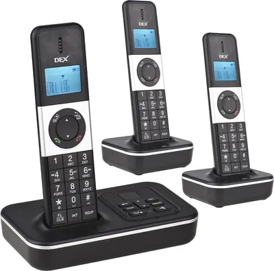 Produktbild von BISOFICE D1002 TAM-T Schnurlostelefon mit 3 Mobilteilen und Anrufbeantworter, Anrufer-ID/Anklopfen, 1,6-Zoll-LCD-Bildschirm mit 3 Zeilen, wiederaufladbare Batterien, unterstuetzt 16 Sprachen fuer Buero- und Heimkonferenzen