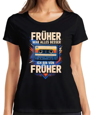 Immagine prodotto di "Prima era meglio". T-shirt da donna, colore nero, taglia XXL, con scritta sarcastica