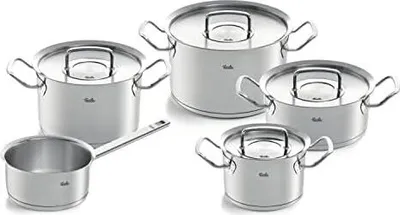 Produktbild von Fissler Original-Profi Collection / Edelstahl-Kochtopfset, 5-teilig, Töpfe mit Metall-Deckel (3 Kochtöpfe,1 Bratentopf 1 Stielkasserolle-deckellos) - Induktion