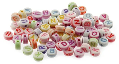 Produktbild von Vintageparts bunte Buchstabenperlen 7mm, 300 Stück