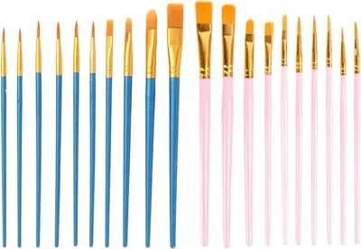 Imagen del producto de Juego de pinceles de 20 piezas, con cerdas de nylon, para acrílico, óleo, acuarela, témpera y otros materiales artísticos