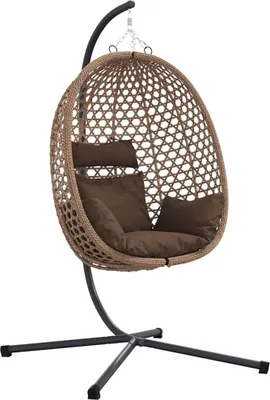 Obrázok produktu pre vidaXL Závesné kreslo vajíčko kávovo hnedé 104 x 100 x 191 cm polyratan