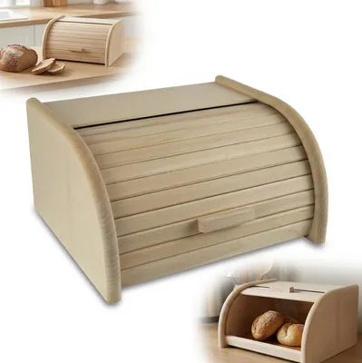 Produktbild von Brotkasten Holz Klein Roh 31x26x16 cm Decoupage
