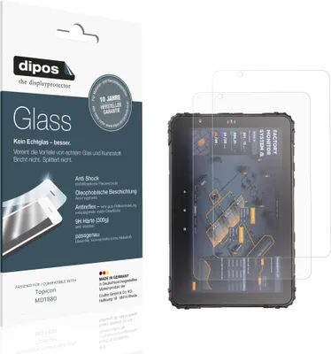Produktbild von 2x Schutzfolie für Topicon MDT880 matt - Anti-Shock 9H Folie dipos Glass Kunststoffglas