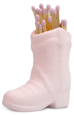Keramik-Kerzenhalter mit Streichholzhalter, rosa, 1 Stück
