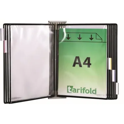 Produktbild von tarifold Wand-Sichttafelsystem 424107 DIN A4 schwarz mit 10 St. Sichttafeln