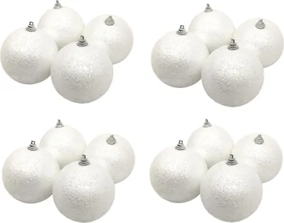 Produktbild von Weihnachtskugel mit Glitzer Ø8cm 16 Stück weiß Christbaumkugel Christbaumschmuck
