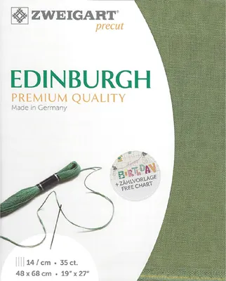 Zdjęcie produktu dla Evenweave Tkanina EDINBURGH Zweigart Precut 35 ct. 3217 kolor 6018 agave, tkanina do haftu 100% len 48x68 cm