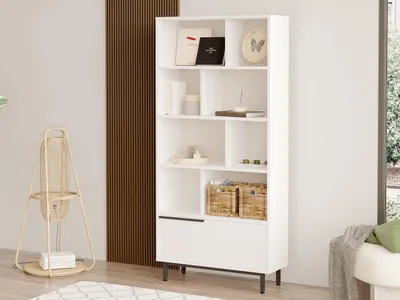 Obrázek produktu pro Skye Decor, On4-W, knihovna, 100 % MELAMÍNOVÁ DESKA, bílá, 83,9 x 29,5 x 175,6 cm