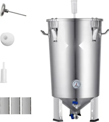 Zdjęcie produktu dla System do warzenia piwa ze stali nierdzewnej 30 L - Fermentor do piwa i wiadro do warzenia piwa - Akcesoria do warzenia piwa w domu z podstawą - Garnek do zupy z pokrywką, uchwytem, zaworem i kranem