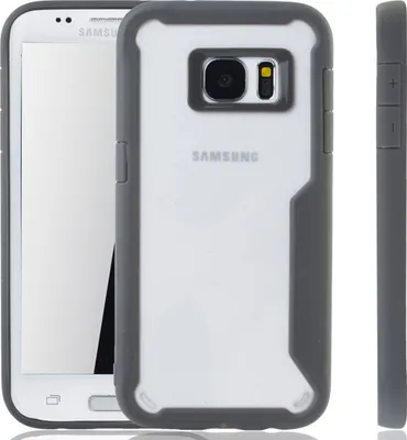 Produktbild von Graue Premium Samsung Galaxy S7 Edge Hybrid-Editon Hülle | Unterstützt Kabelloses Laden | aus edlem Acryl mit weichem Silikonrand Grau