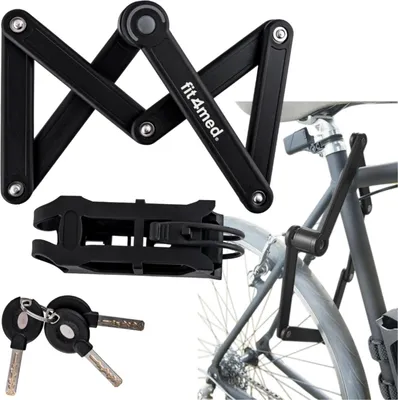 Produktbild von FIT4MED | Faltbares Fahrradschloss - Schwarz - 80 Cm - Robuster Sicherheitsverschluss - Kompakt 18,8 Cm X 5,4 Cm