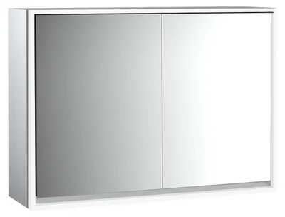 Image de emco loft Armoire de toilette avec éclairage, 1000mm, 2 portes, modèle apparent, aluminium/blanc, 979806112