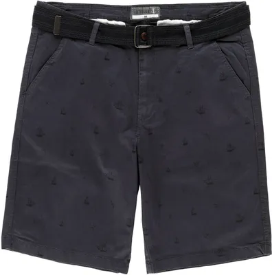 Produktbild von Leitfeuer Herren Bermudas mit maritimen Print - Kurze Hose mit geflochtenem Gürtel in Navy Größe L
