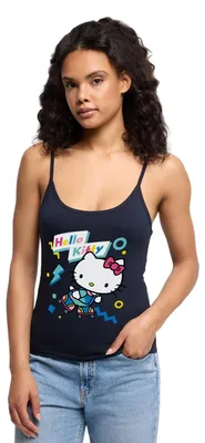 Produktbild von Spreadshirt Hello Kitty 90er Stil Mit Rollschuhen Frauen Premium Organic Top mit Spaghettiträgern, XL, Navy