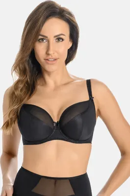 Zdjęcie produktu dla Teyli biustonosz miękki z fiszbinami i siateczką Nooemi Woman 203 czarny 90D