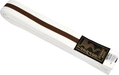 Produktbild von TEKKA BUDO Kampfsport Gürtel mit Mittelstreifen weiß-braun 240 cm 2-farbig - Budogürtel, Karate, Judo, Taekwondo, Ju-Jutsu