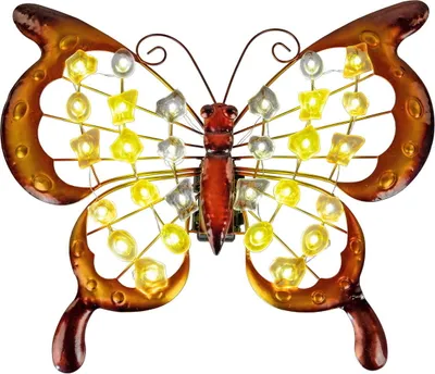 Produktbild von Deko Schmetterling Metall Wanddeko mit LED Wandbild Bild Tier Figur Skulptur