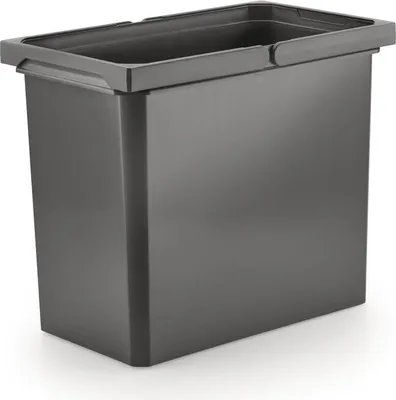 A dark gray trash can insert with a rim.