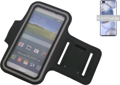 Produktbild von Kompatibel mit Huawei Honor 10 Neopren Jogging Armband Sportarmband Oberarmband schwarz kompatibel mit Huawei Honor 10 mit Reflektor Streifen. Fitness