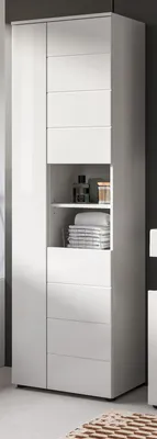Produktbild von Badezimmer Hochschrank "Larik" in weiß Hochglanz Badschrank 60 x 190 cm