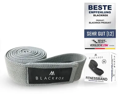 Produktbild von BLACKROX Fitnessband Lang BANDOROX Widerstandsband Resistance Band für Männer und Frauen Yoga Krafttraining Pilates Fitness Hüftband Beine Hüfte, grau