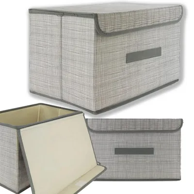 Zdjęcie produktu dla Pudełko organizer na drobiazgi ubrania zabawki składany kufer z pokrywką szary 40 cm