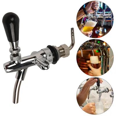 Obrázek produktu pro Nastavitelný výčepní kohout na pivo s závitem G5/8, chromovaný kohout na sudové pivo, nastavitelný výčepní kohout pro domácí bary a restaurace