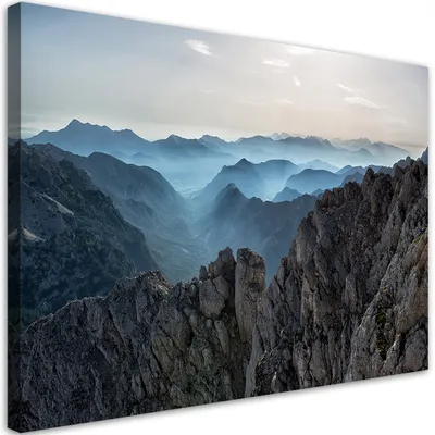 Produktbild von Leinwandbild Berglandschaft 100x70 Feeby Grau bild für die wand bereit zum aufhängen