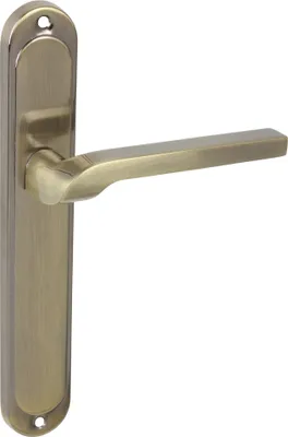 Produktbild von DOMINO Türgriff Blind Drückergarnitur | Langschildgarnitur | Türklinke für Zimmertür, Bürotür, Kellertür & Innentür | L-Form | Türbeschläge aus Aluminium | Bronze Türdrückergarnitur | NEMO M3