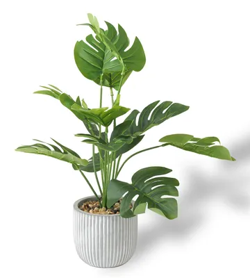 Zdjęcie produktu dla Sztuczna palma, 32 cm, zielone liście, dekoracja do domu i biura