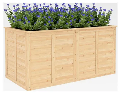 Produktbild von Hochbeet aus Holz 152 x 77 x 77 cm Erhöhtes Kräuterbeet mit Offenem Boden Verstärkungsstangen Pflanzkasten wetterfest für Außenbereich Garten Balkon Naturholz