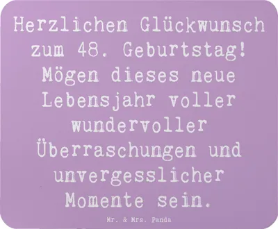 Produktbild von Mr. & Mrs. Panda Mousepad Spruch 48. Geburtstag - Lavendeltraum - Geschenk, Freude, Geburtstagsglückwünsche, pc mausunterlage, Meilenstein, Geburtstagsgeschenk, Mouse Pad