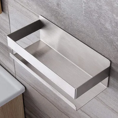 Productafbeelding van Doucheplank, hoekplank, zelfklevend, roestvrij staal SUS 304, zilver, 23 x 8 x 10 cm
