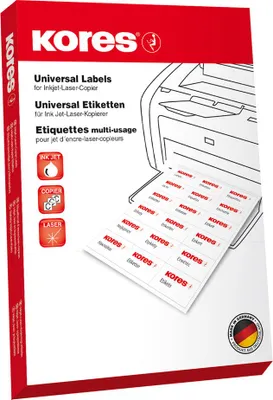 Zdjęcie produktu dla Kores L7033 Etykiety uniwersalne Kores, 70 x 33,9 mm, białe, 100 arkuszy
