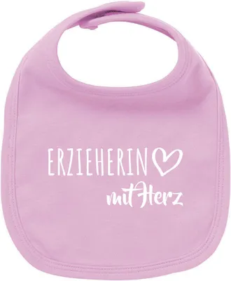 Produktbild von Huuraa Unisex Babylatz Erzieherin mit Herz Geschenk Babypink  Baumwolle Erzieherin Mitbringsel