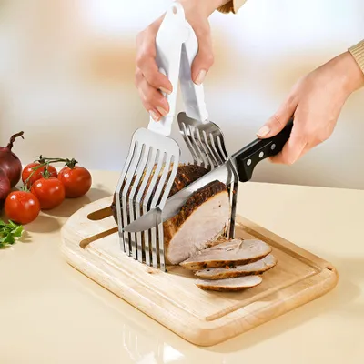 Produktbild von Bratenzange Schneidehilfe Bratenschneider Tranchierhilfe Schneidhilfe Edelstahl