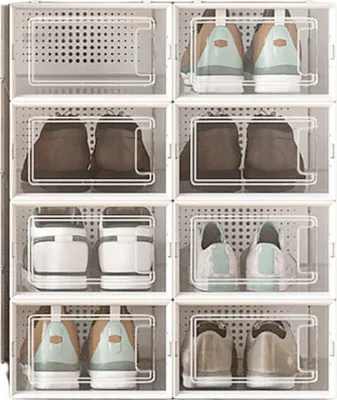 Produktbild von Schuhkarton-Set mit 8 Stück – Kunststoff-Organizer – Schuhaufbewahrung – 33,3 x 23 x 14 cm