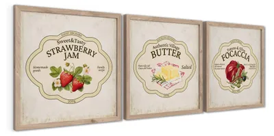 Produktbild von STYLER Wandbild 3er Set 30x30 cm Farmhouse Flavors Küchenbild 3-teilig Wanddeko Küche Esszimmer Wohnzimmer Landhaus Stil