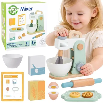 Produktbild von WOOPIE GREEN Küchenmixer aus Holz mit Zubehör (11-teilig)