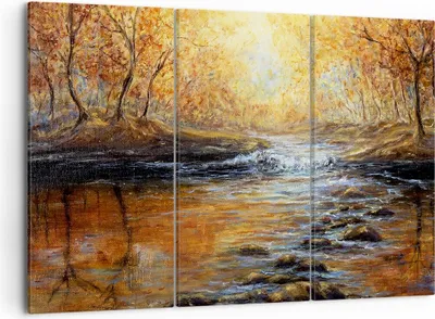 Produktbild von Bild auf Leinwand - Leinwandbild - Bach Park Baum - 105x70cm - Wand Bild - Wanddeko - Wandbilder - Leinwanddruck - Bilder - Kunstdruck - Wanddekoration - Leinwand bilder - Wandkunst - CE105x70-3973