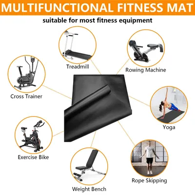 Zdjęcie produktu dla Mata pod bieżnię 180 x 80 cm, ochrona podłogi fitness, antypoślizgowa, odporna na wstrząsy, do ćwiczeń