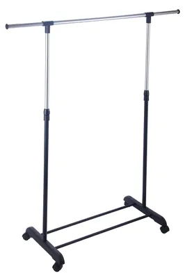 Ausziehbarer Kleiderständer mit Rollen, 82,5/125x42x100/170 cm, schwarz